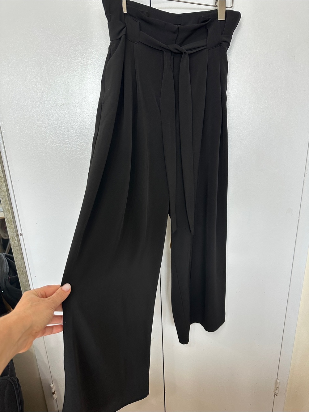 Dynamite Black Wide-Leg Paperbag Waist Pants with Tie Belt